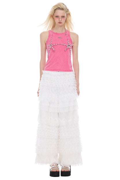Detachable Layered Patchwork Lace Loose Pants