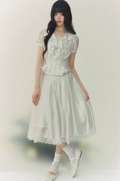 White Tulip Shirt Skirt Set-Up