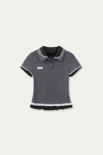 Retro Knit Polka Dot Polo