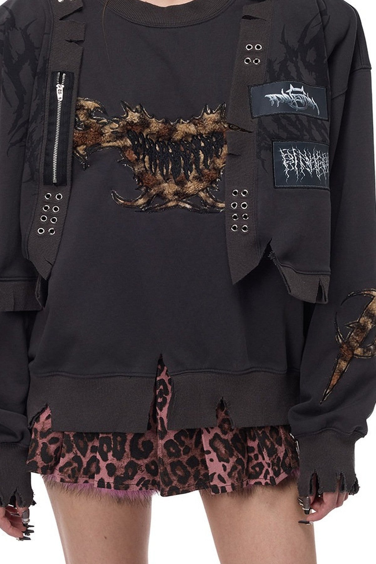 Leopard Patch Embroidery Sweatshirt
