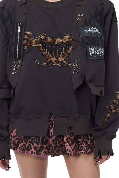 Leopard Patch Embroidery Sweatshirt