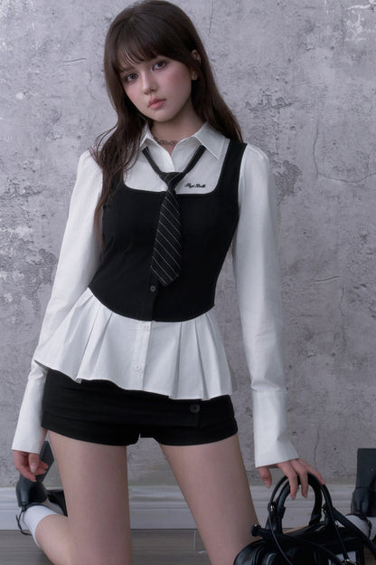 Brushed Button A-Line Skirt