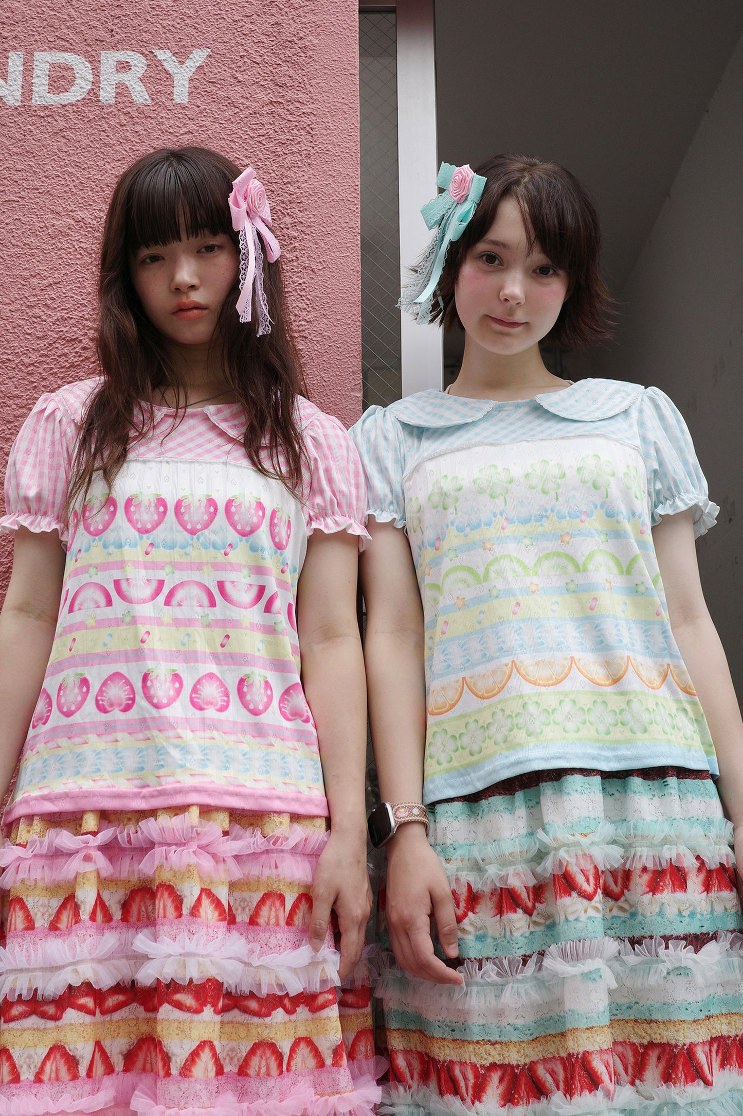 Strawberry Lime Clover Print Cotton T-Shirt