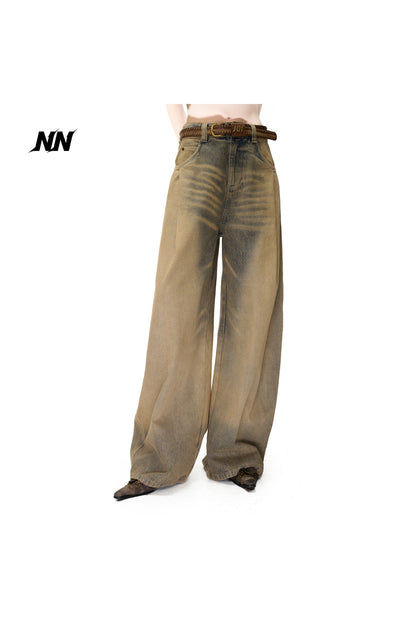 Wide-Leg Washed Vintage Scimitar Jeans