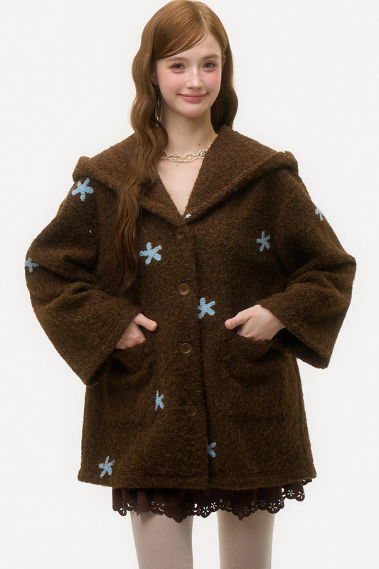 3D Embroidered Wool Coat