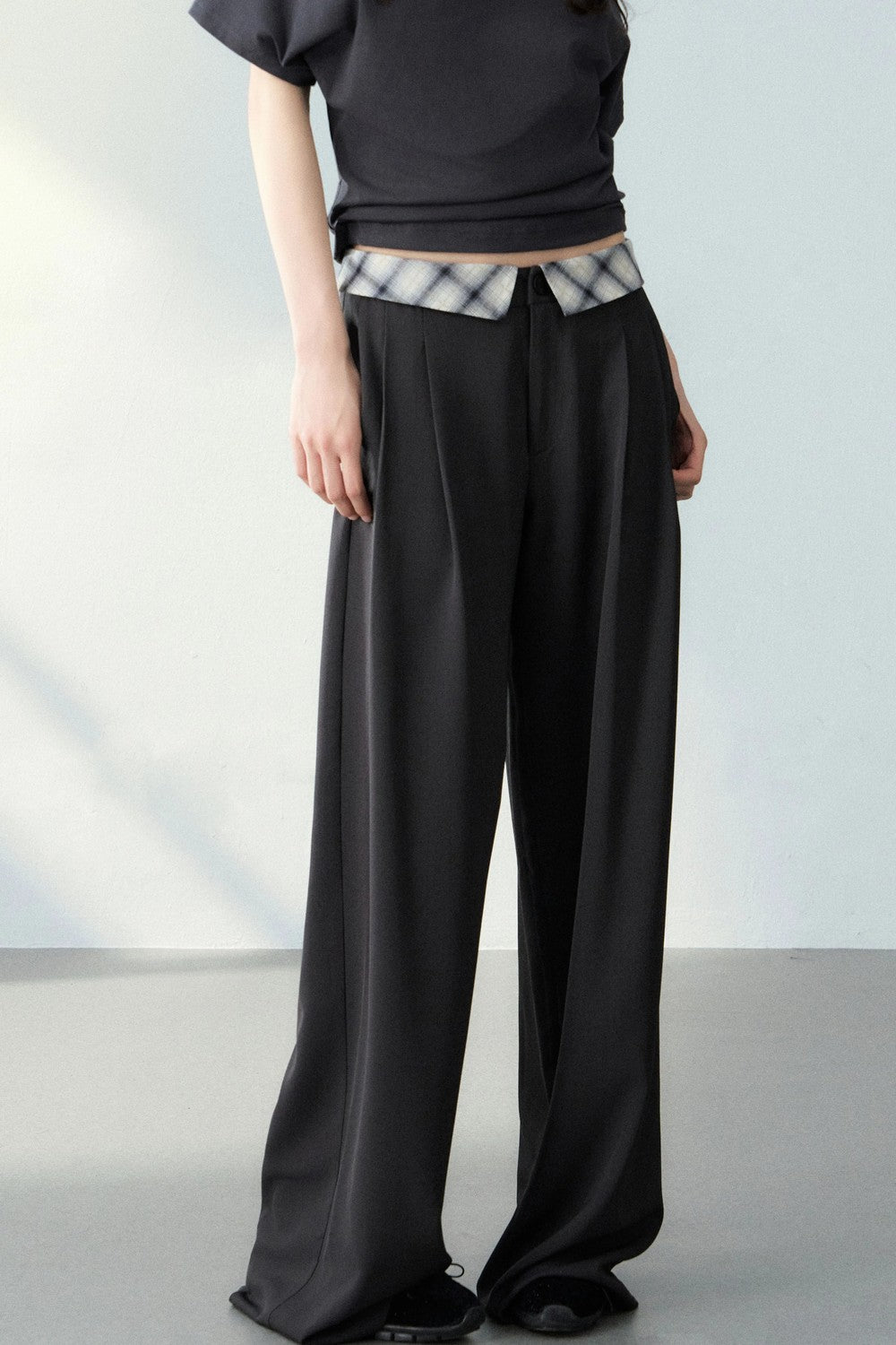Plaid Off-Shoulder Top Set-Up