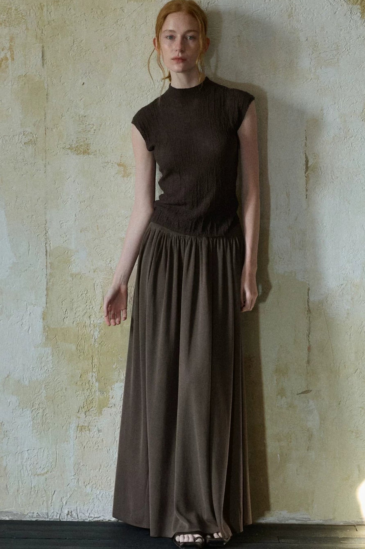 Coffee Tencel Knitted Top