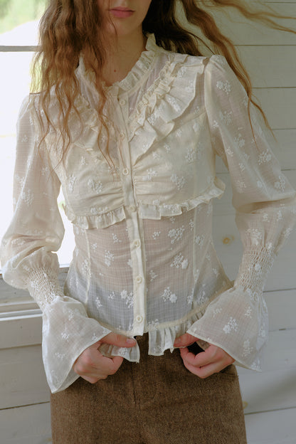 Ruffled Polka Dot Floral Blouse