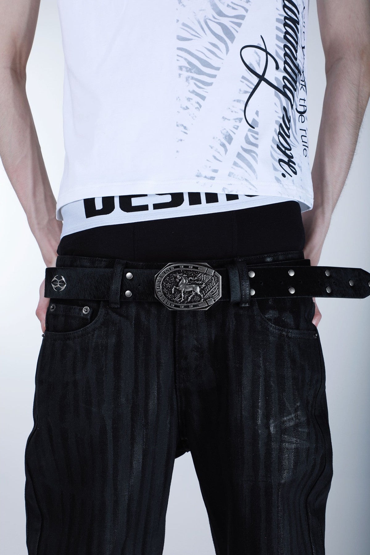Horsehair Leather Rivet Horse Belt