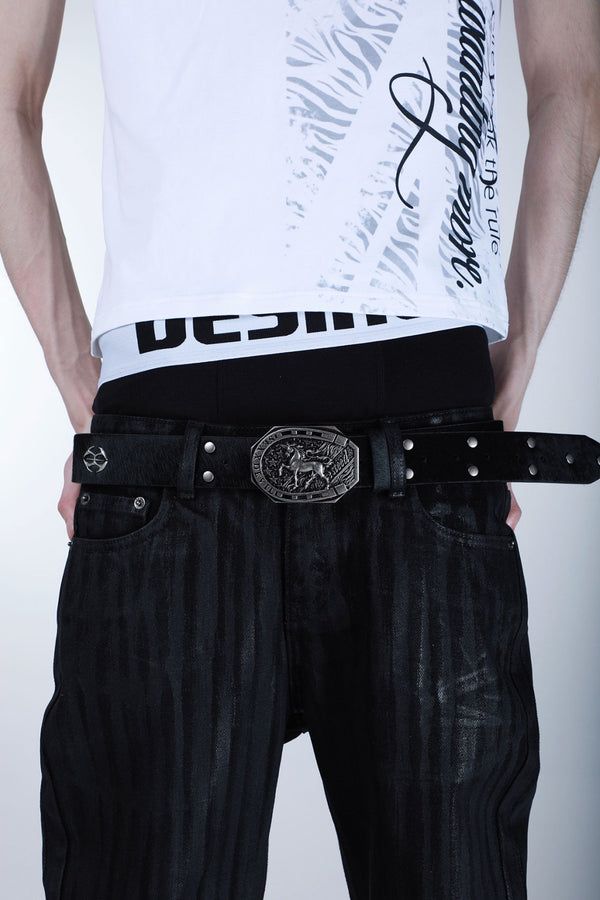 Horsehair Leather Rivet Horse Belt