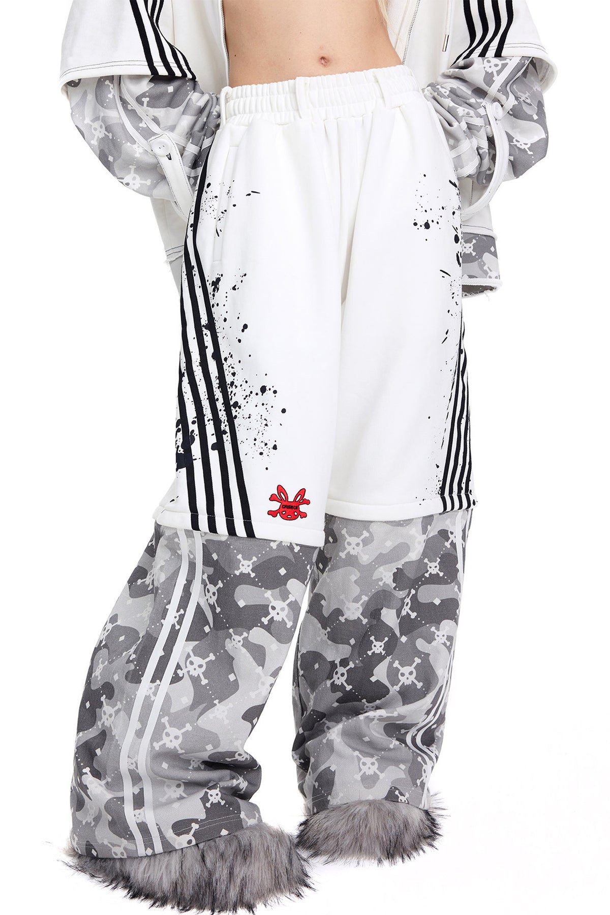 Skull Print Detachable Sweatpants