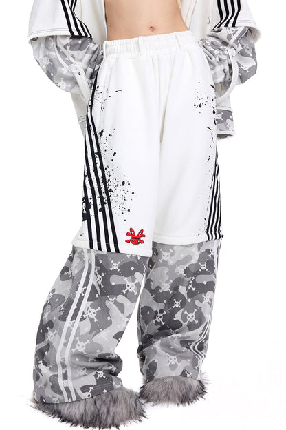 Skull Print Detachable Sweatpants
