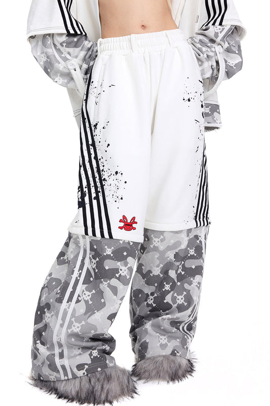 Skull Print Detachable Sweatpants