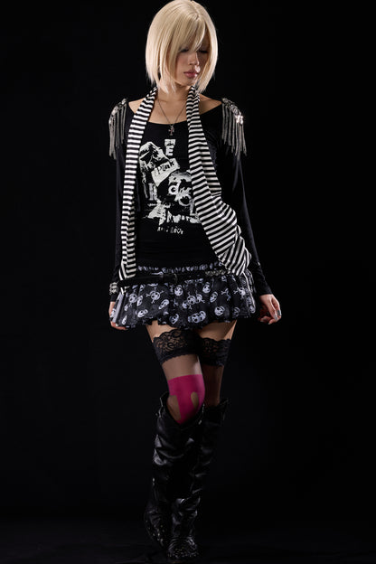 Low-Waist Skull Chiffon Miniskirt