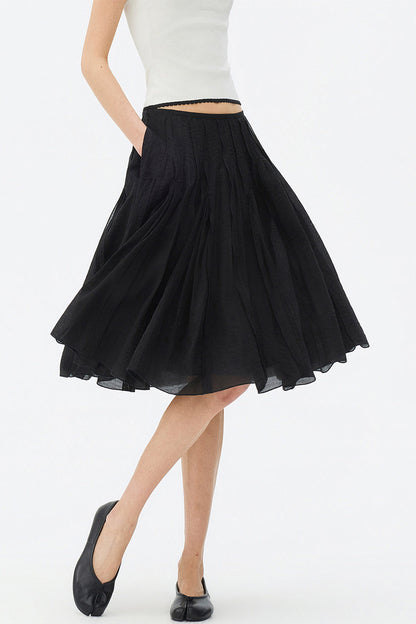 Tencel Pleated A-Line Skirt