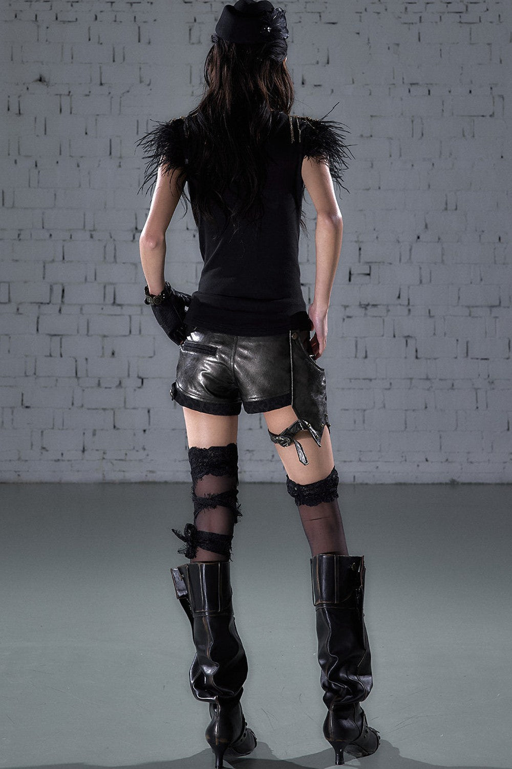 Asymmetrical Detachable Leather Shorts