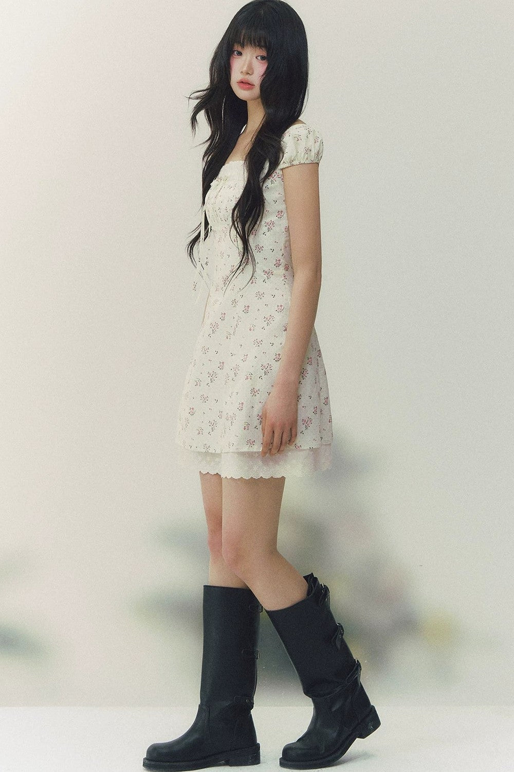 Floral Polka Dot A-Line Dress