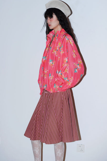 Retro Striped A-Line Skirt