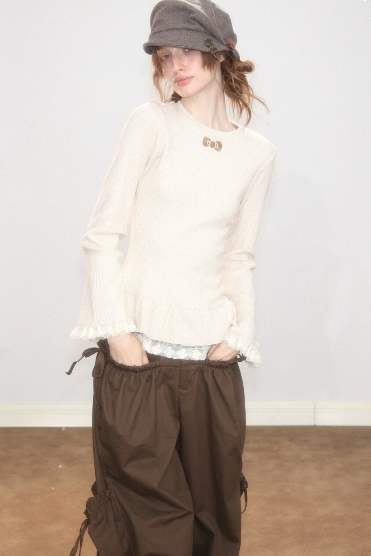 Apricot Butterfly Knit Sweater