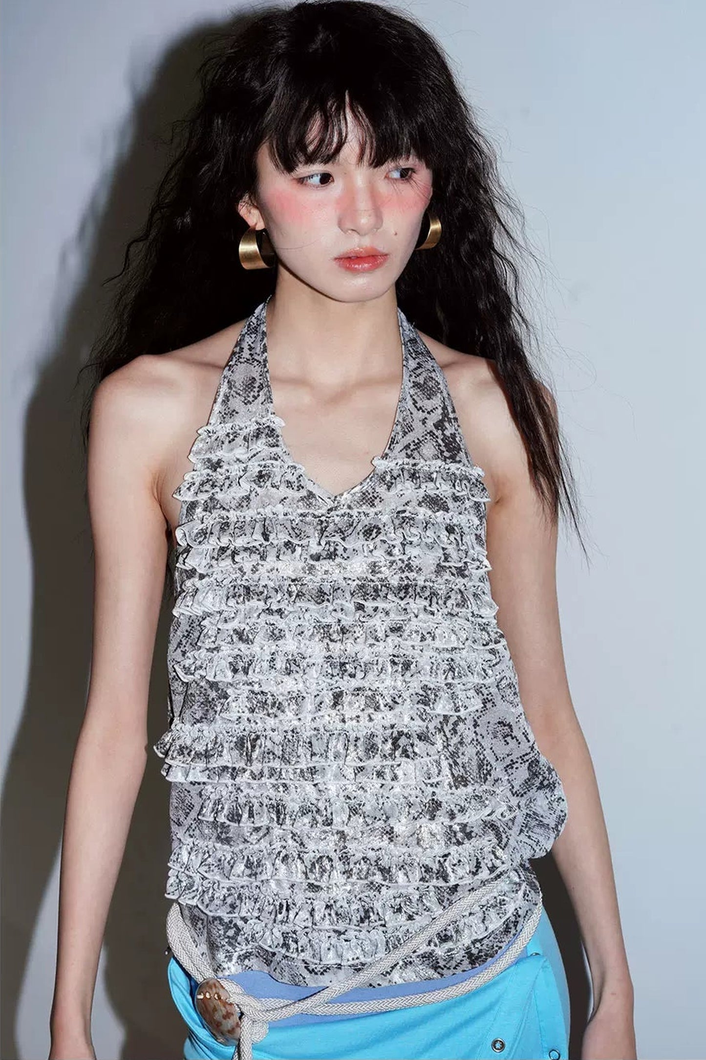 Layered Ruffle Halter Top