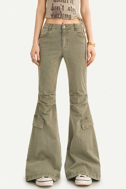 Retro Distressed Flared Denim Pants