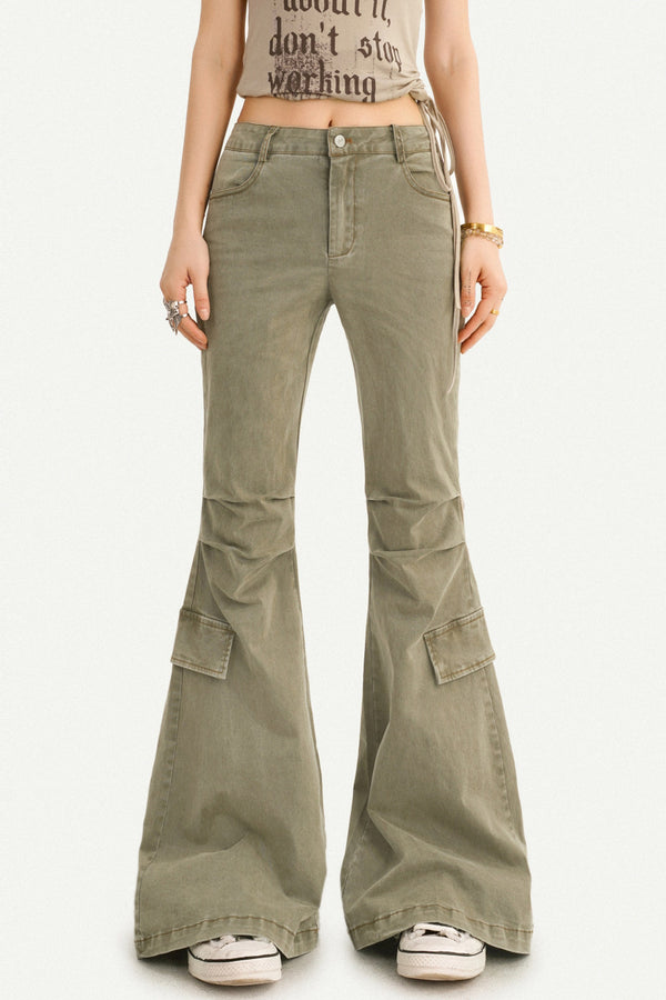 Retro Distressed Flared Denim Pants