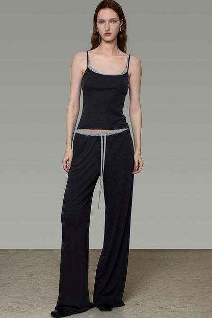 Color-Blocked Knit Camisole and Pants Set-Up