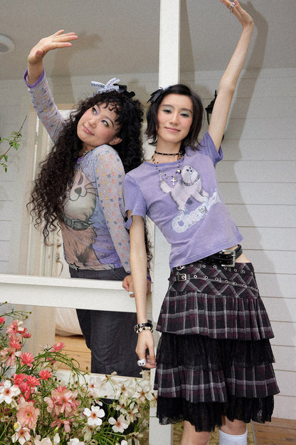 Distressed Cat Print T-Shirt