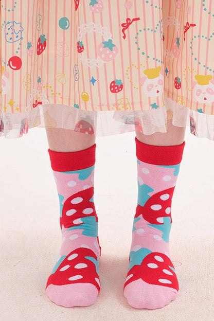 And Strawberry Knitted Mid-Calf Socks