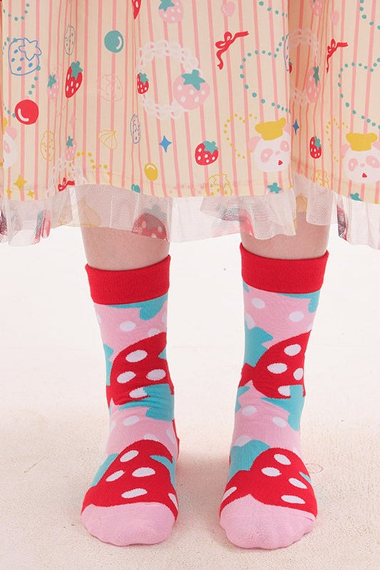 And Strawberry Knitted Mid-Calf Socks