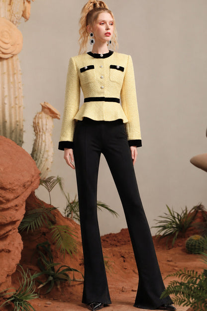 Socialite Style Round Neck Short Jacket
