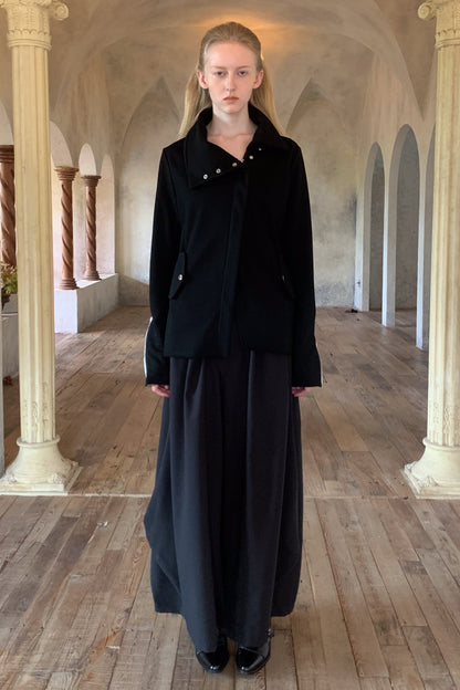 Asymmetrical Button Wide-Leg Pants