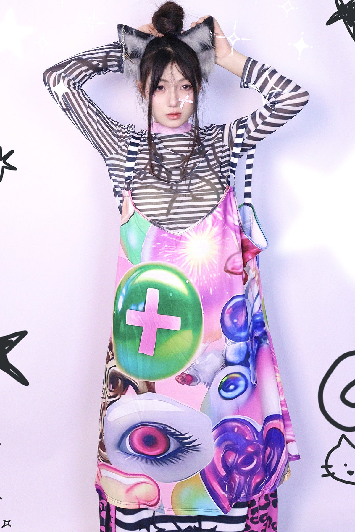 Subculture Printed Suspender Dress