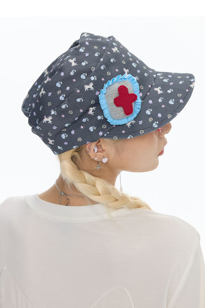 Floral Denim Slouchy Cap