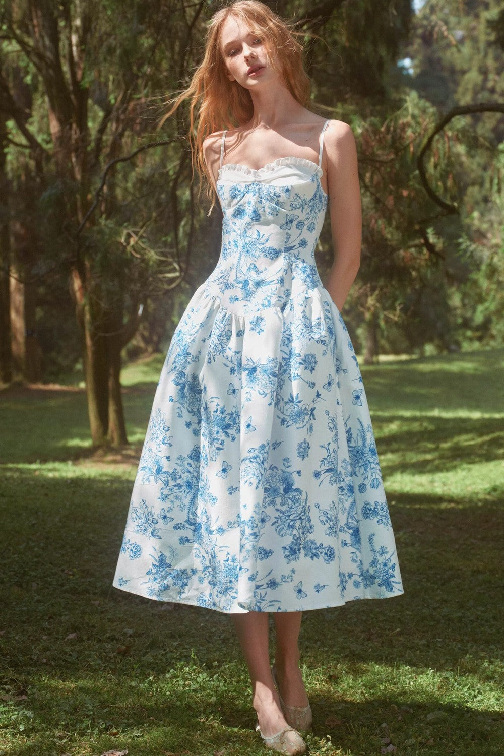 Blue Porcelain Vintage Hand-Painted Slip Dress