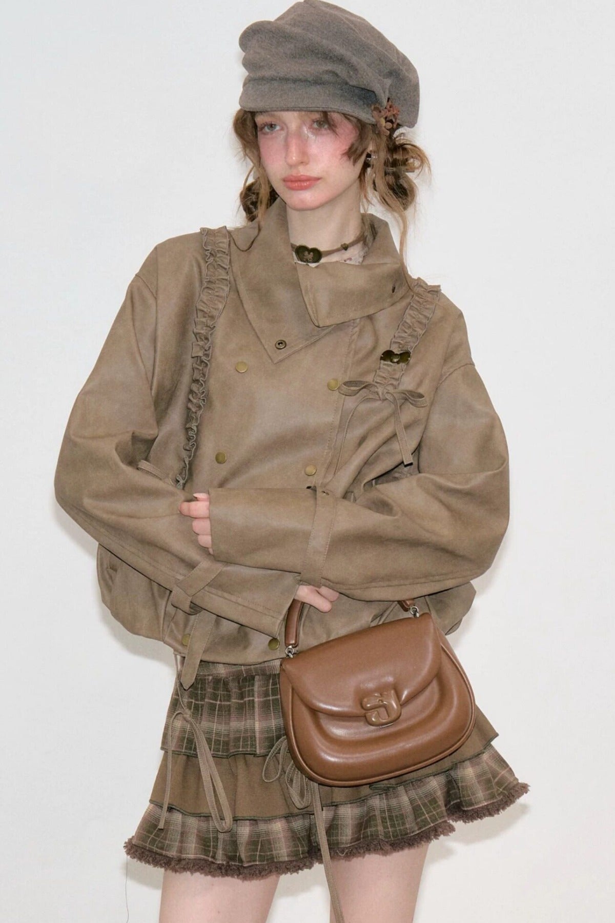 Punk Style Brown Leather Jacket