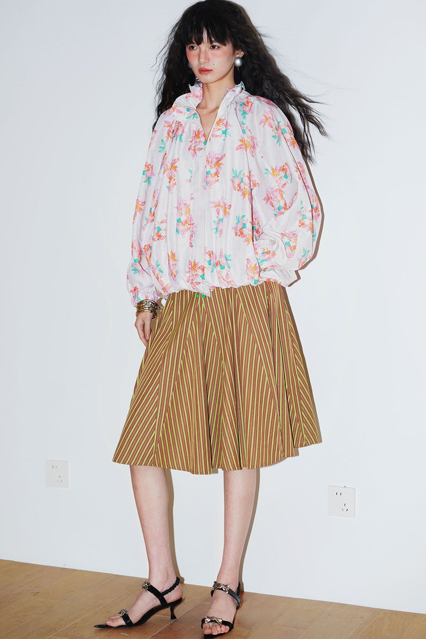 Retro Striped A-Line Skirt
