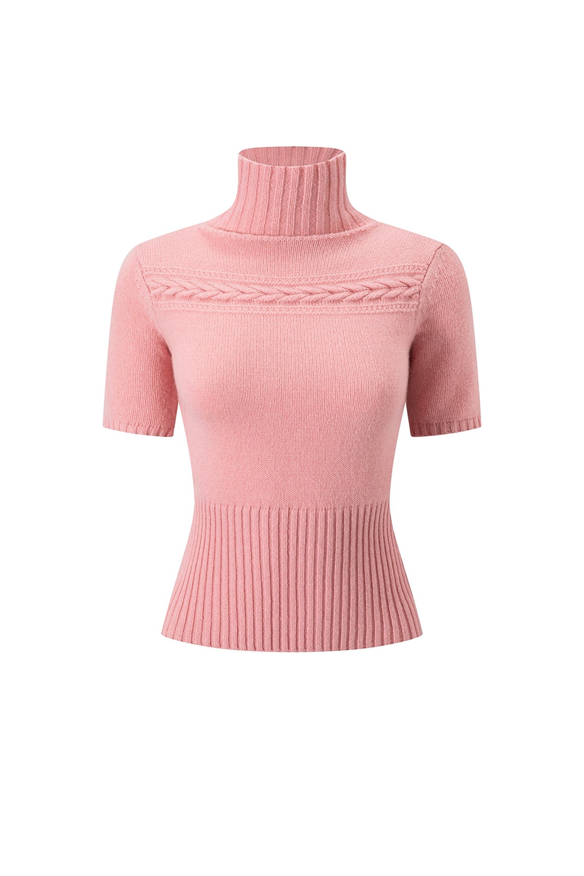 Wool Cable Knit Turtleneck Top
