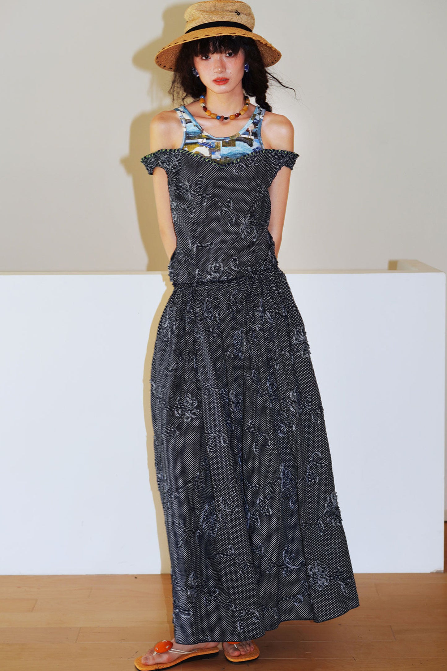 Vacation Polka Dot Embroidered Dress
