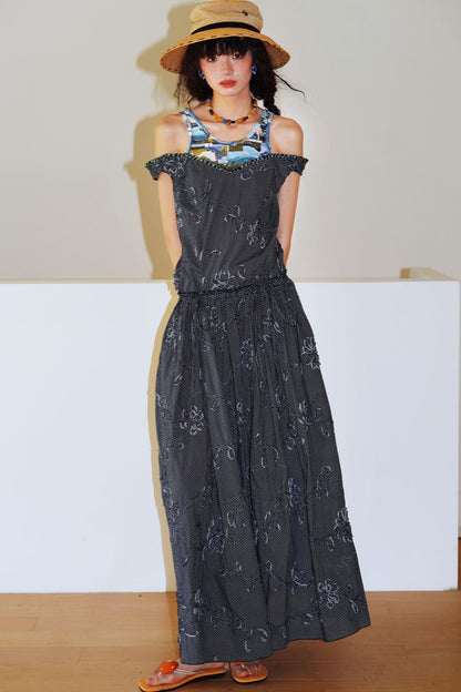 Vacation Polka Dot Embroidered Dress