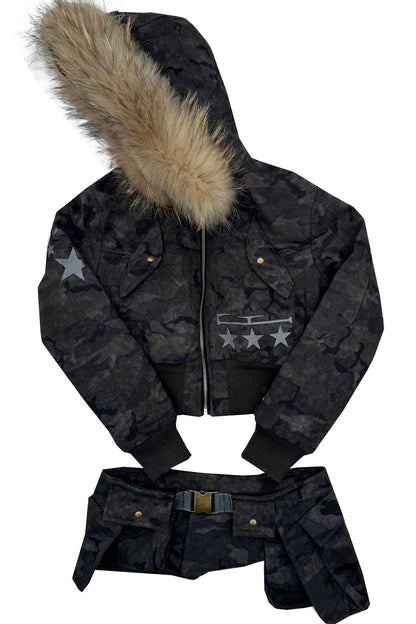 Tactical Camo Cotton Waist Bag Jacket Set-Up