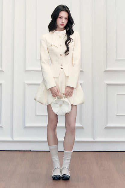 Elegant Tweed Jacket and Skirt Set-Up