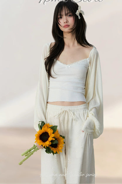 Batwing Lace Knit Cover-Up Set-Up