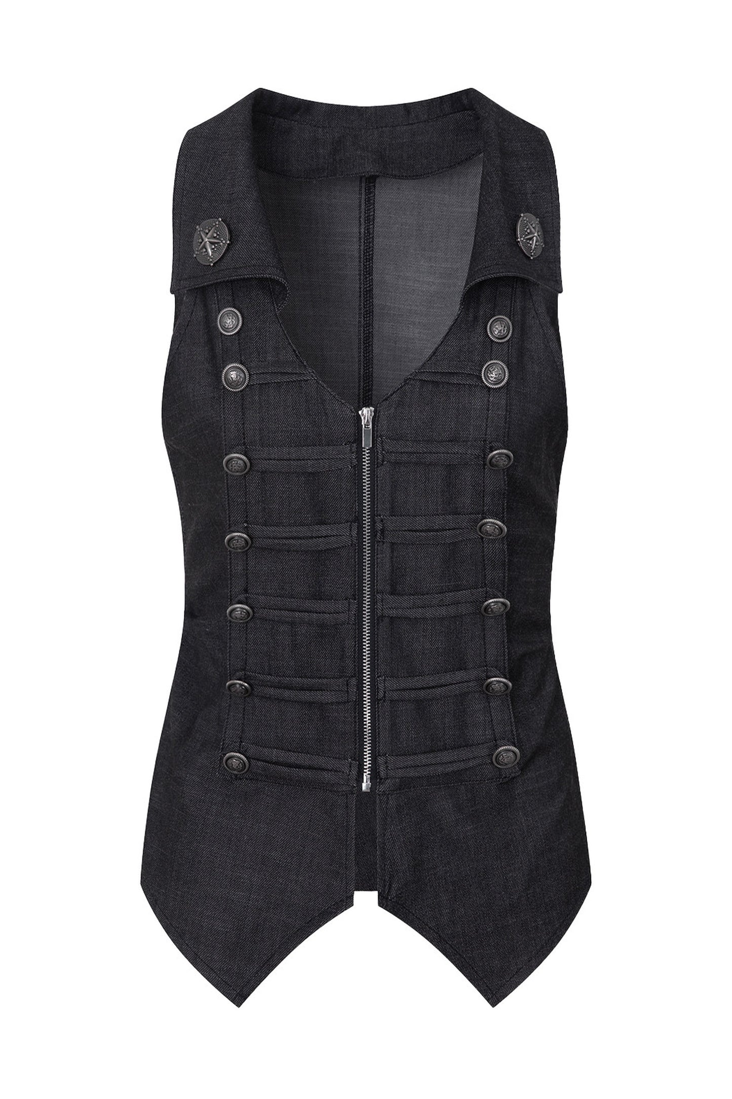 V-Neck Double-Breasted Zipper Vest