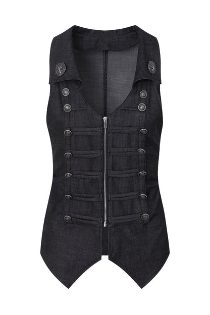 V-Neck Double-Breasted Zipper Vest