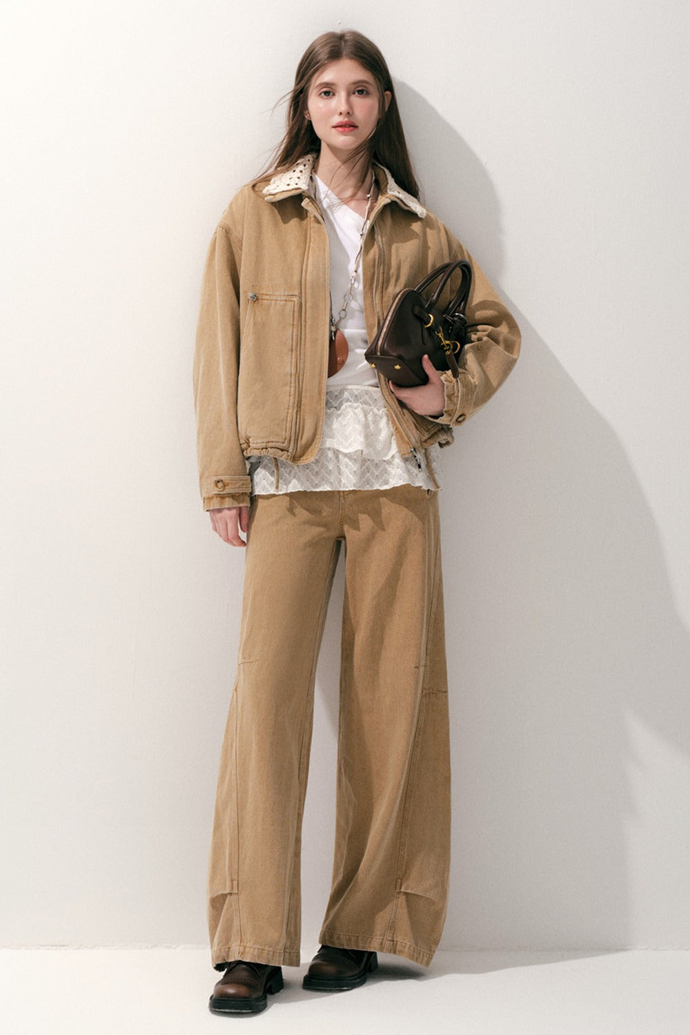 Khaki Straight-Leg Cargo Pants