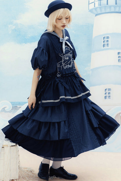 3D Sofa Embroidered Denim Dress