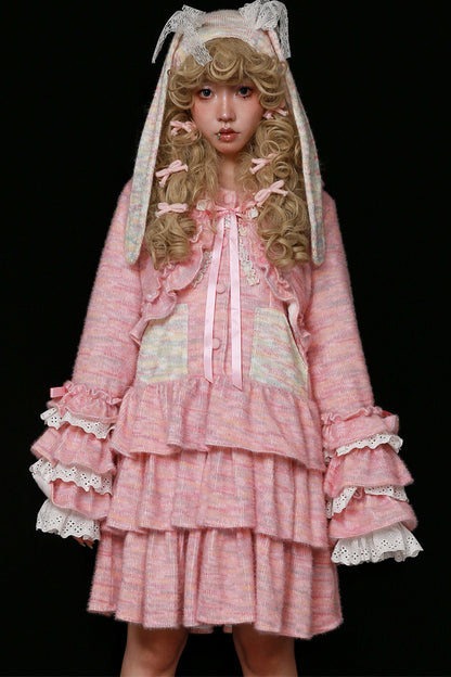 Pinkes Hasenohren-Stufenkleid