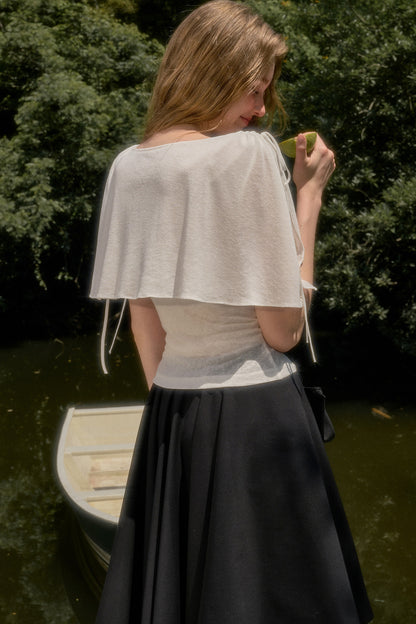 Cape-Style Short-Sleeve Top and Dress Set-Up