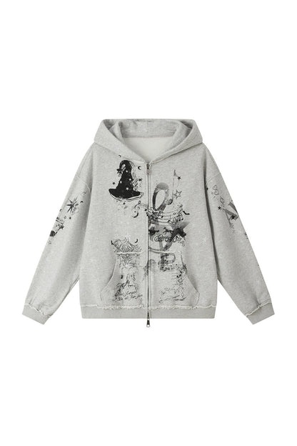 Witch Detachable Hood Zip-Up Hoodie